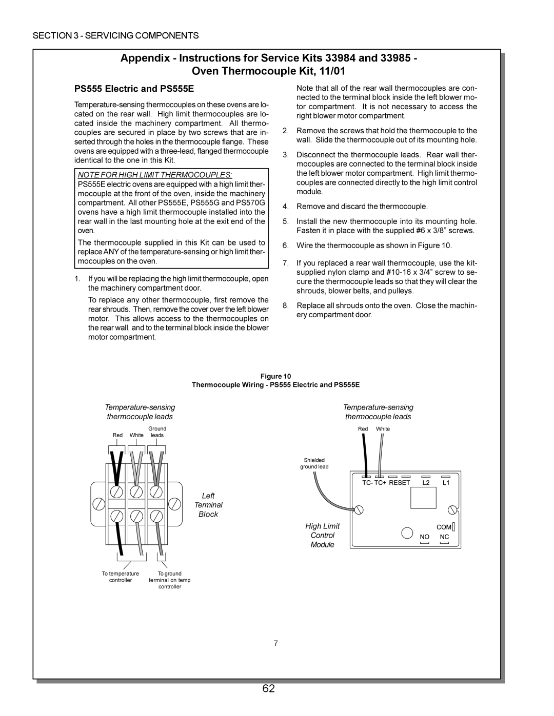 Middleby Marshall PS570, PS360, PS200, PS220, PS224 PS310 manual PS555 Electric and PS555E 