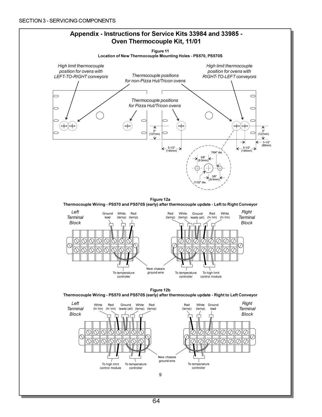 Middleby Marshall PS224 PS310, PS570, PS360, PS200, PS555, PS220 manual High limit thermocouple 