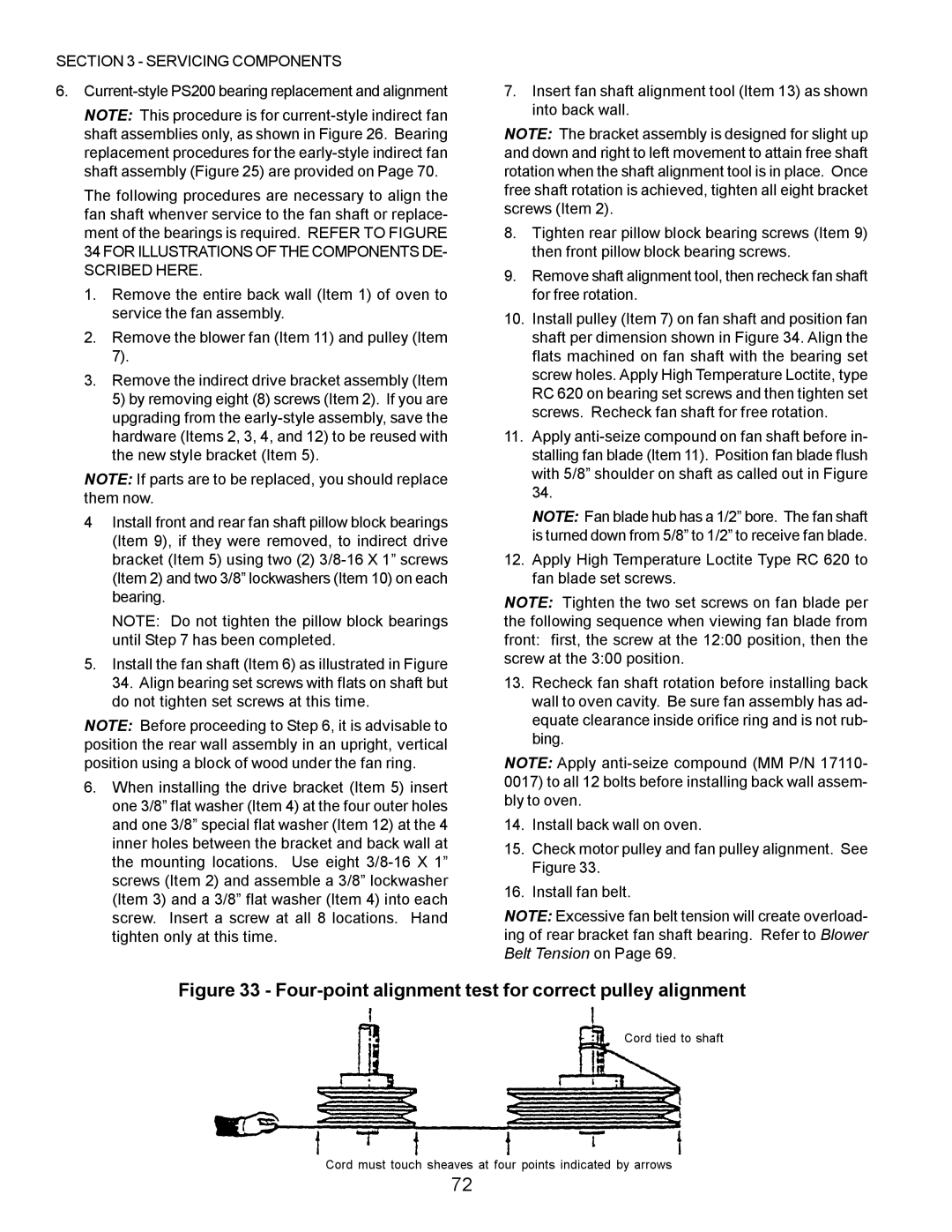 Middleby Marshall PS360, PS570, PS200, PS555, PS220, PS224 PS310 manual Four-point alignment test for correct pulley alignment 