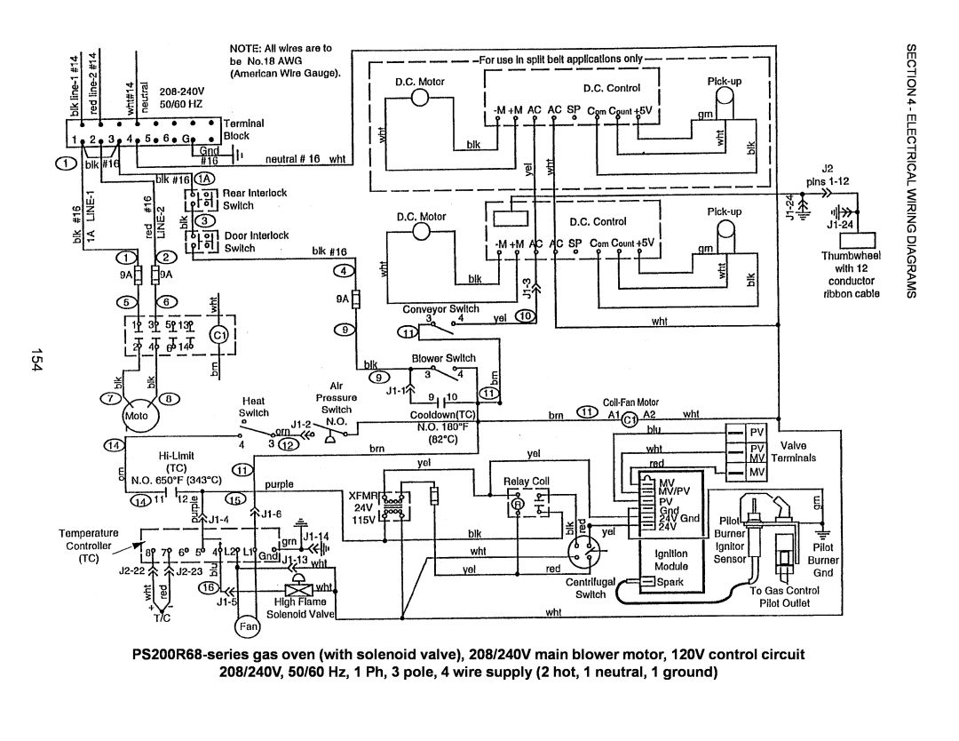 Middleby Marshall PS224 PS310, PS570, PS360, PS200, PS555, PS220 manual Electrical Wiring Diagrams 