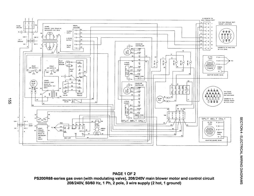 Middleby Marshall PS570, PS360, PS200, PS555 manual PAGE 1 OF, 208/240V, 50/60 Hz, 1 Ph, 2 pole, 3 wire supply 2 hot, 1 ground 
