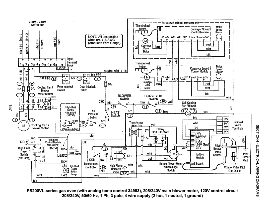Middleby Marshall PS200, PS570, PS360, PS555, PS220, PS224 PS310 manual Electrical Wiring Diagrams 