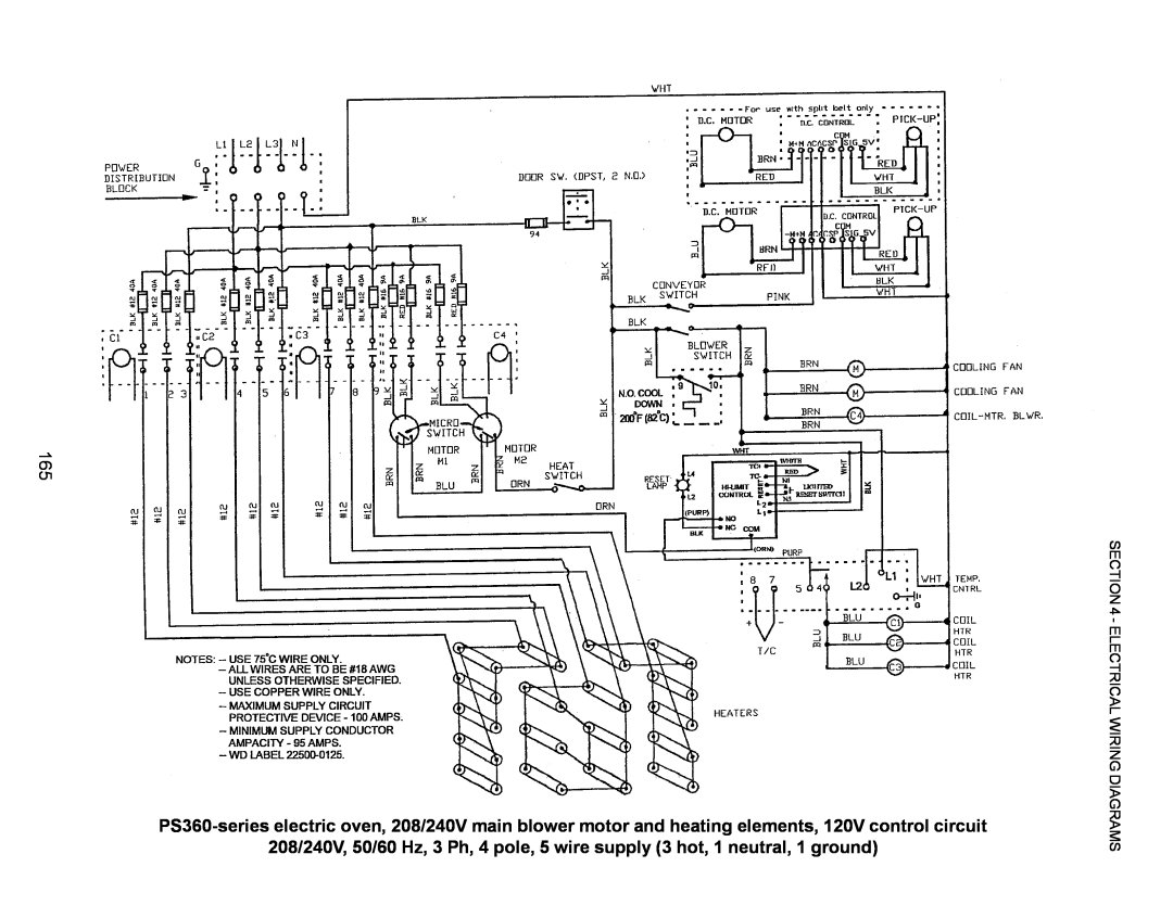 Middleby Marshall PS220, PS570, PS360, PS200, PS555, PS224 PS310 manual Electrical Wiring Diagrams 