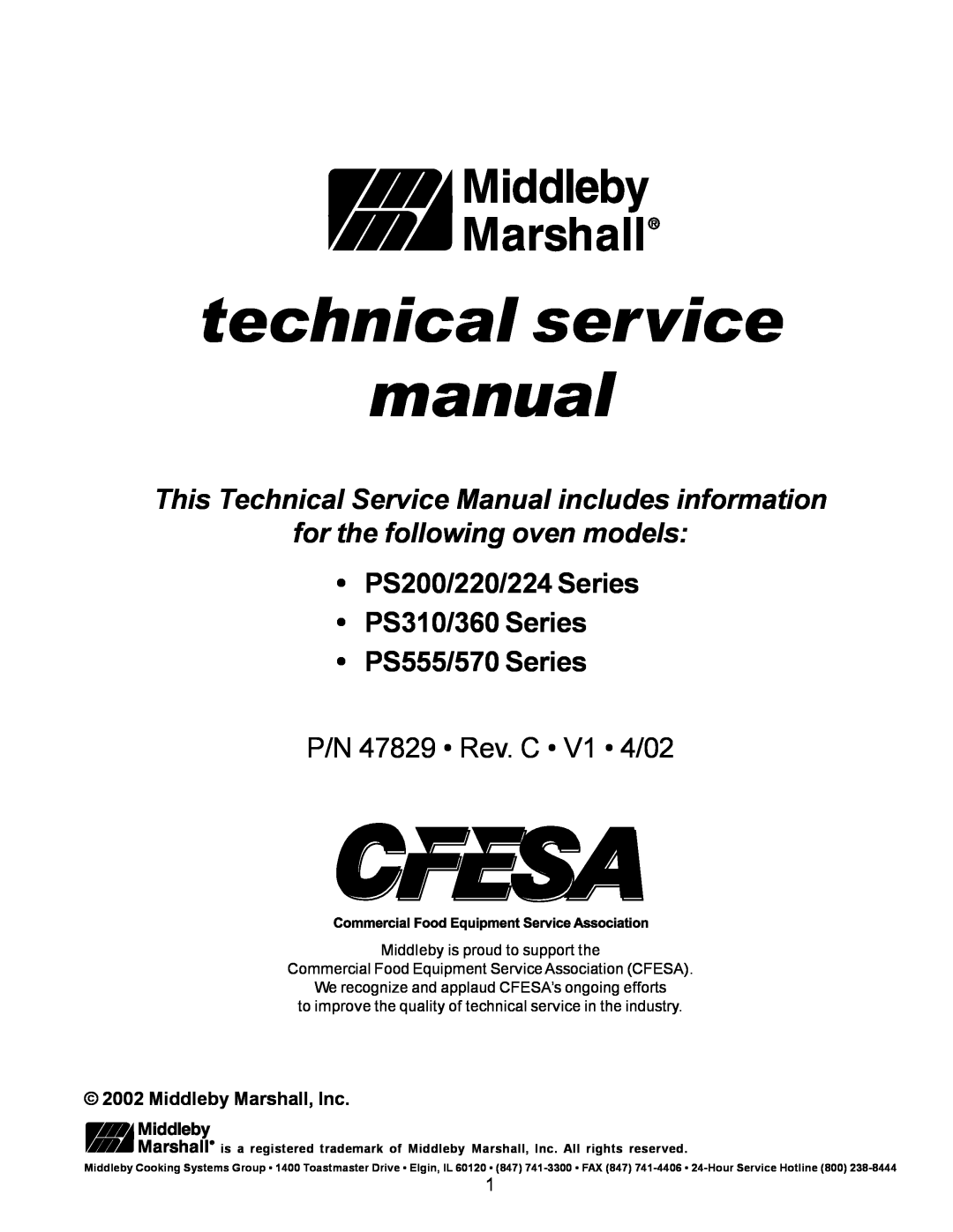Middleby Marshall PS570, PS360, PS220 PS200/220/224 Series PS310/360 Series PS555/570 Series, Middleby Marshall, Inc 