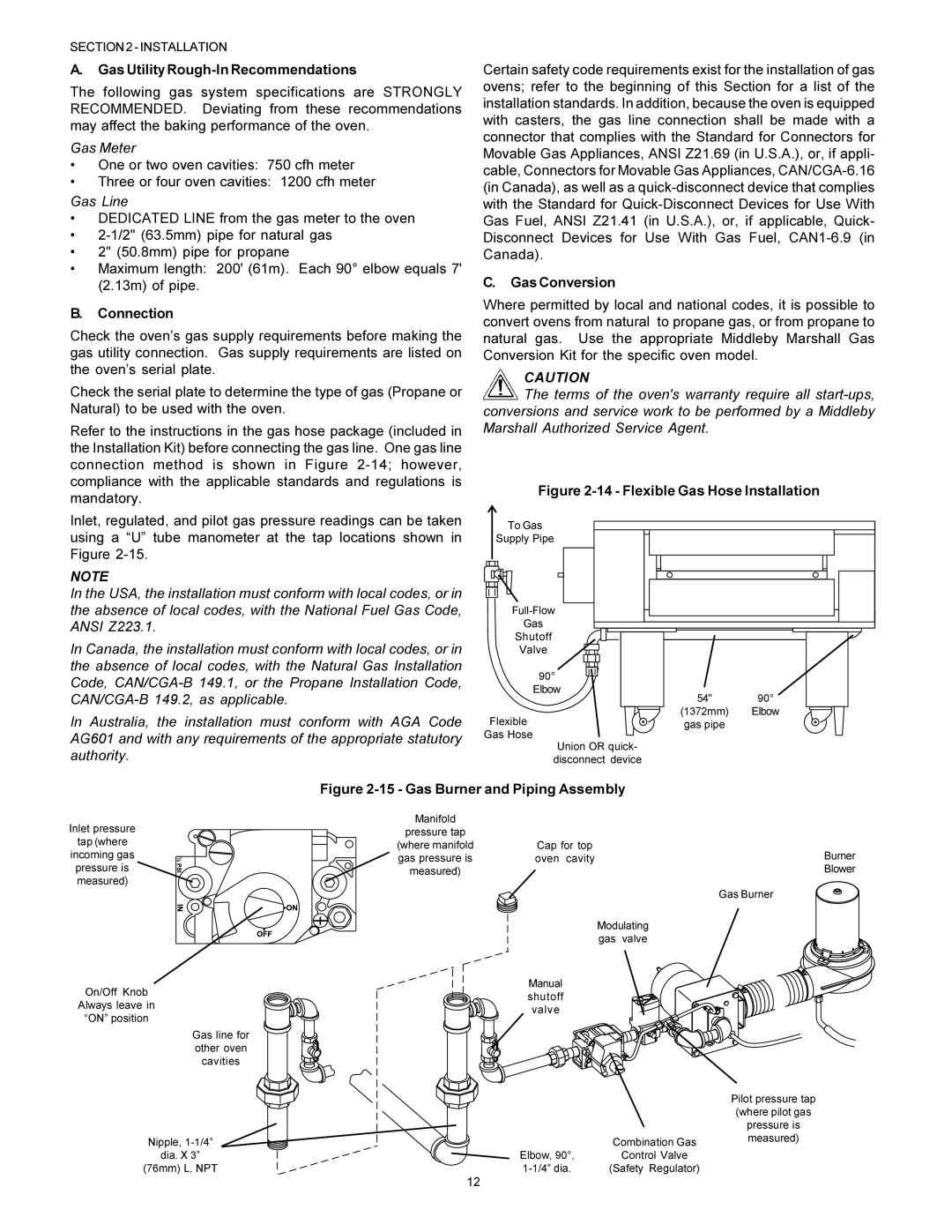 Middleby Marshall PS570S installation manual Gas Utility Rough-In Recommendations, Connection, Gas Conversion 