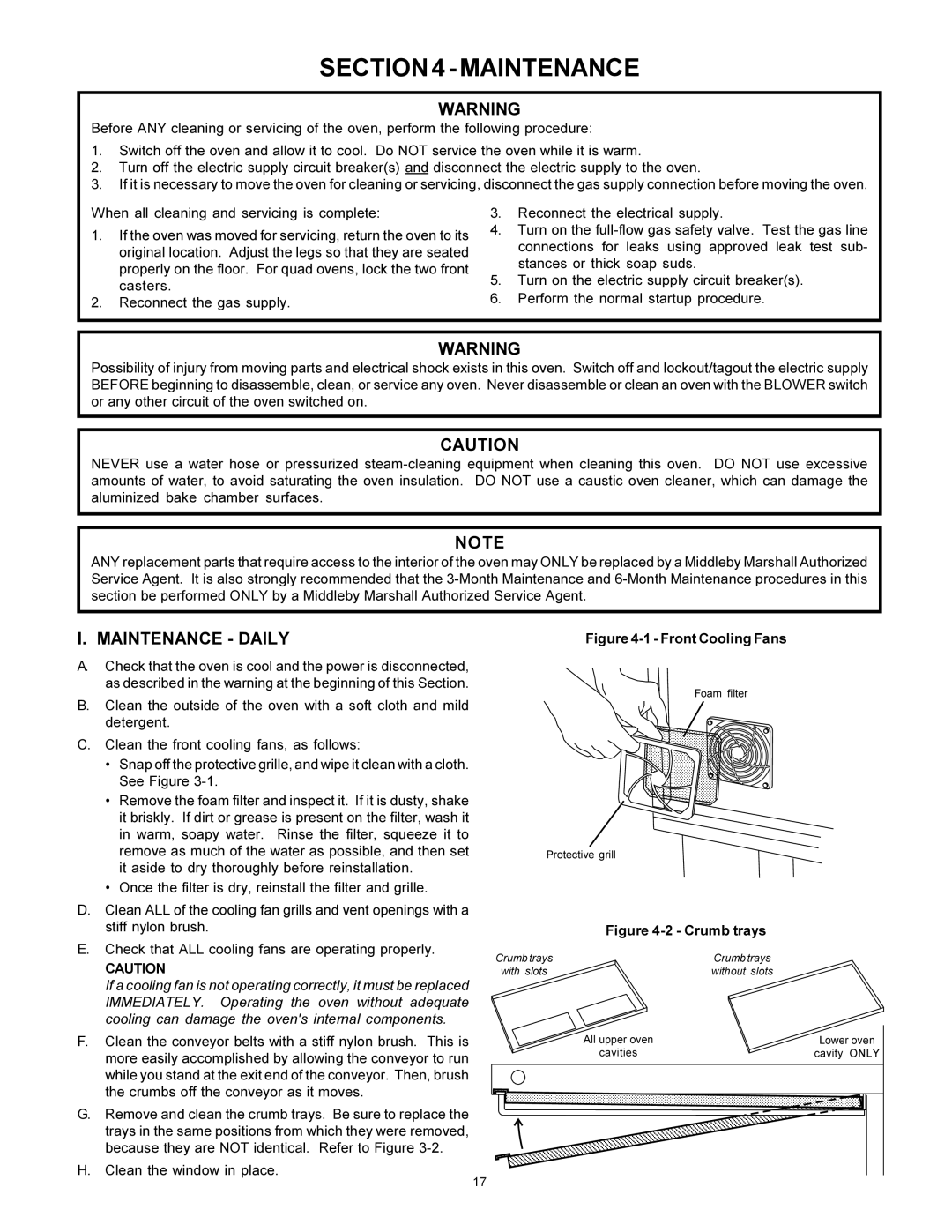 Middleby Marshall PS570S installation manual Maintenance Daily 