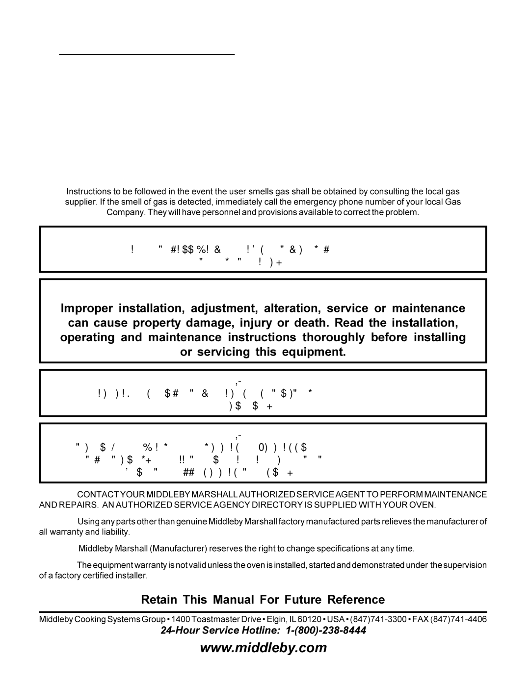 Middleby Marshall PS570S installation manual Retain This Manual For Future Reference 