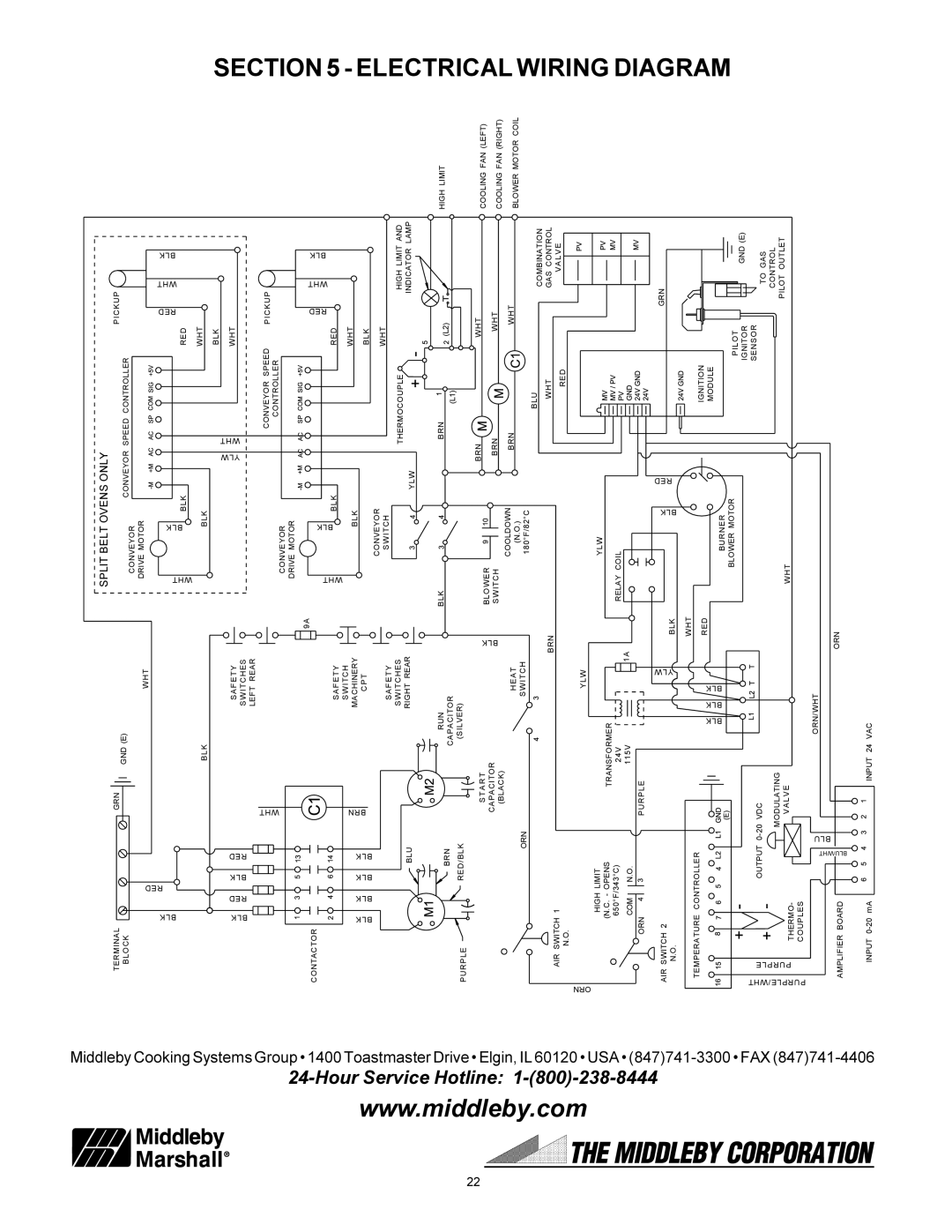 Middleby Marshall PS570S installation manual Electrical Wiring Diagram 