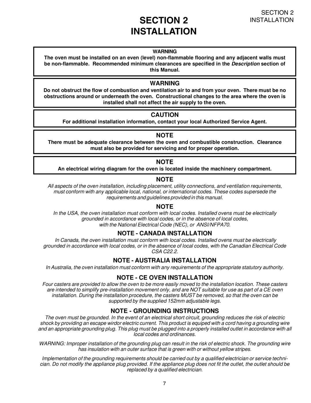 Middleby Marshall PS624E installation manual Section Installation 