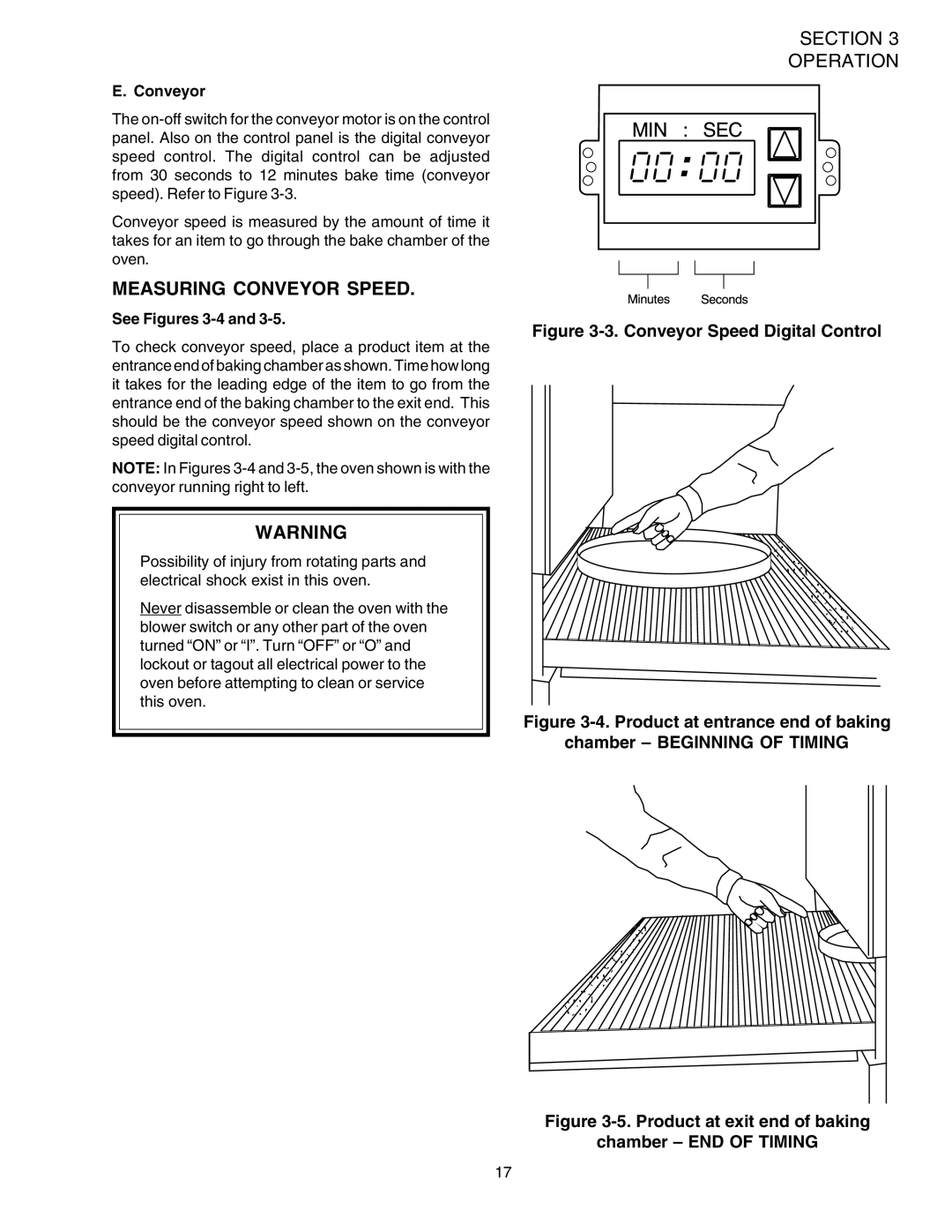 Middleby Marshall PS624E installation manual Measuring Conveyor Speed, See Figures 3-4 