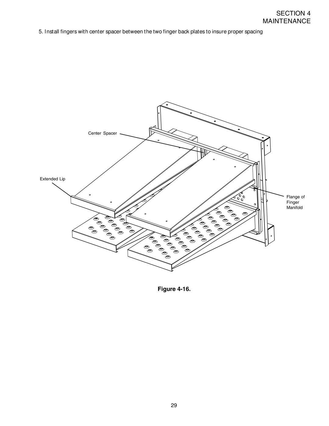 Middleby Marshall PS624E installation manual Center Spacer Extended Lip Flange Finger Manifold 