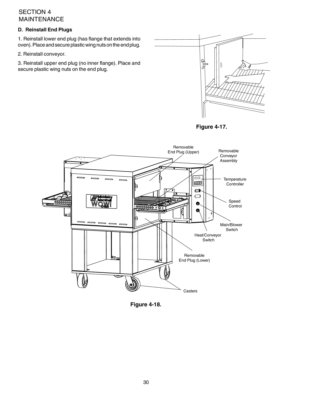 Middleby Marshall PS624E installation manual Reinstall End Plugs 