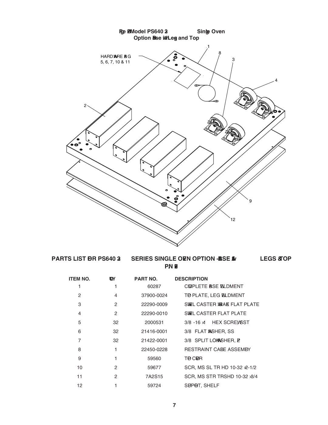 Middleby Marshall PS640 installation manual Hardware BA G 