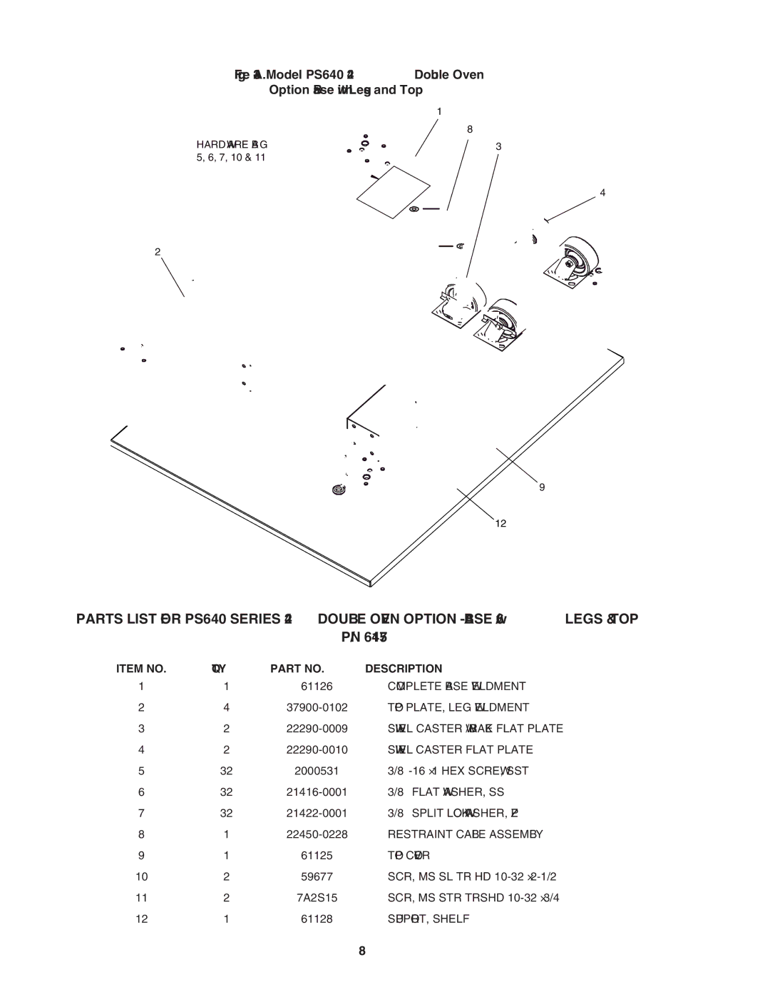 Middleby Marshall PS640 installation manual ″-16 × 1 HEX SCREW, SST 