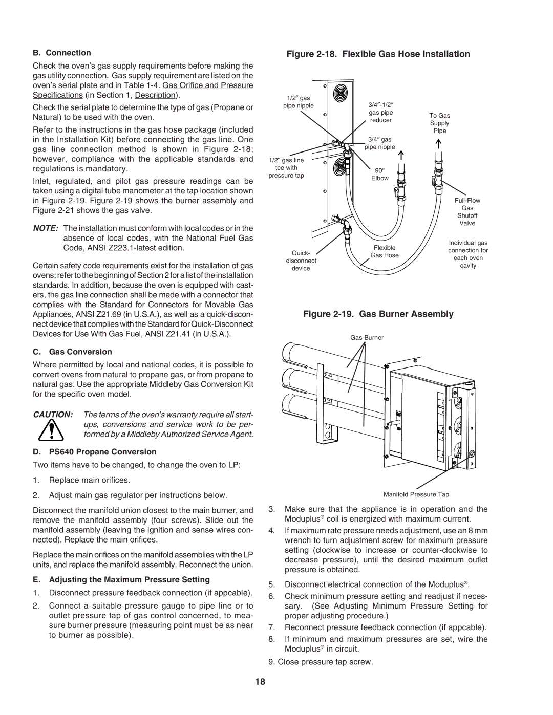 Middleby Marshall Connection, Gas Conversion, PS640 Propane Conversion, Adjusting the Maximum Pressure Setting 