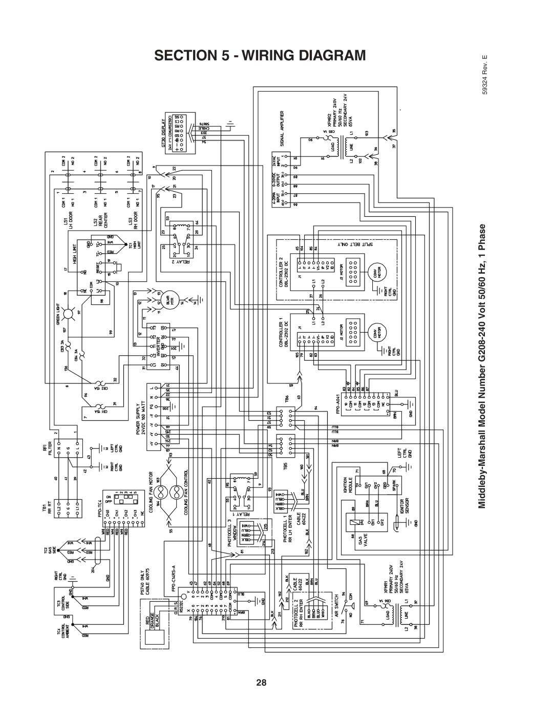 Middleby Marshall PS640 installation manual Wiring Diagram 