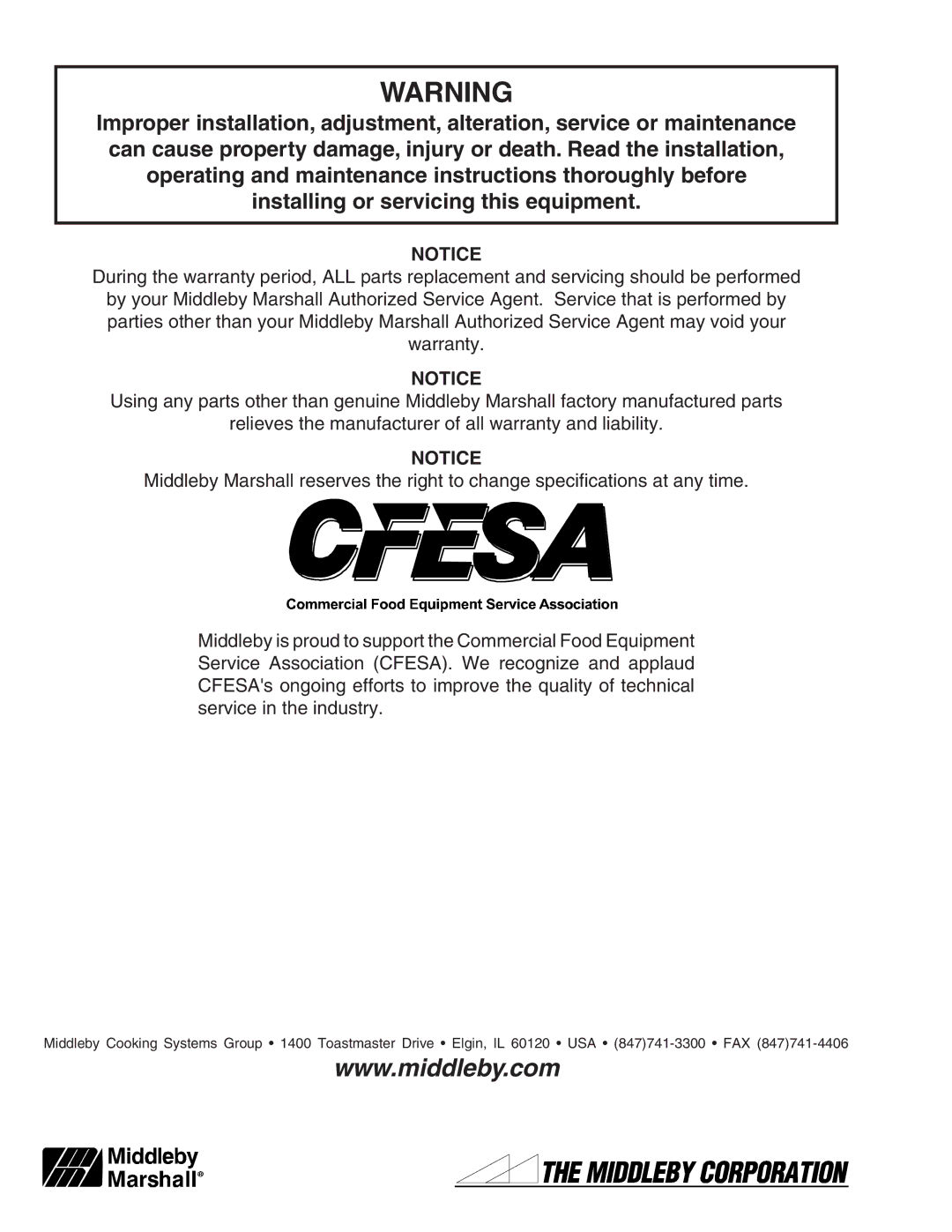 Middleby Marshall PS640 installation manual 