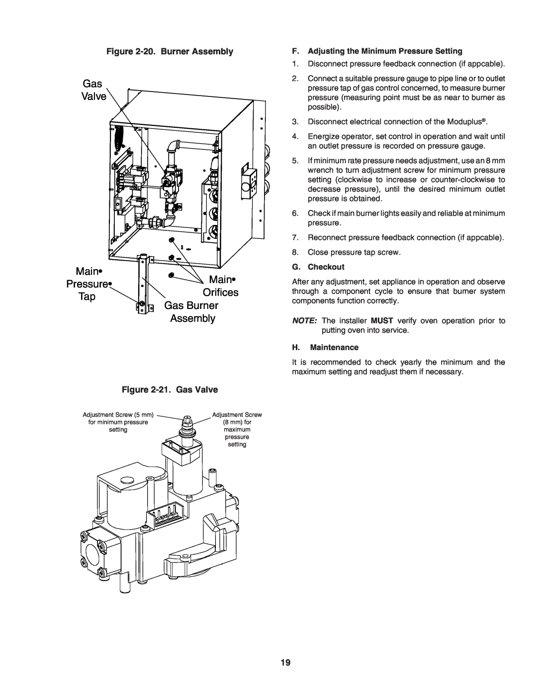 Middleby Marshall PS640 Gas Valve Main PressureMain TapOrifices Gas Burner Assembly, 20. Burner Assembly, 21. Gas Valve 