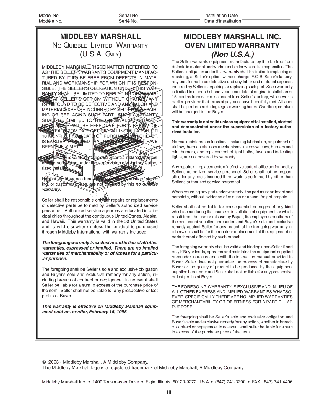 Middleby Marshall PS640E installation manual Middleby Marshall 