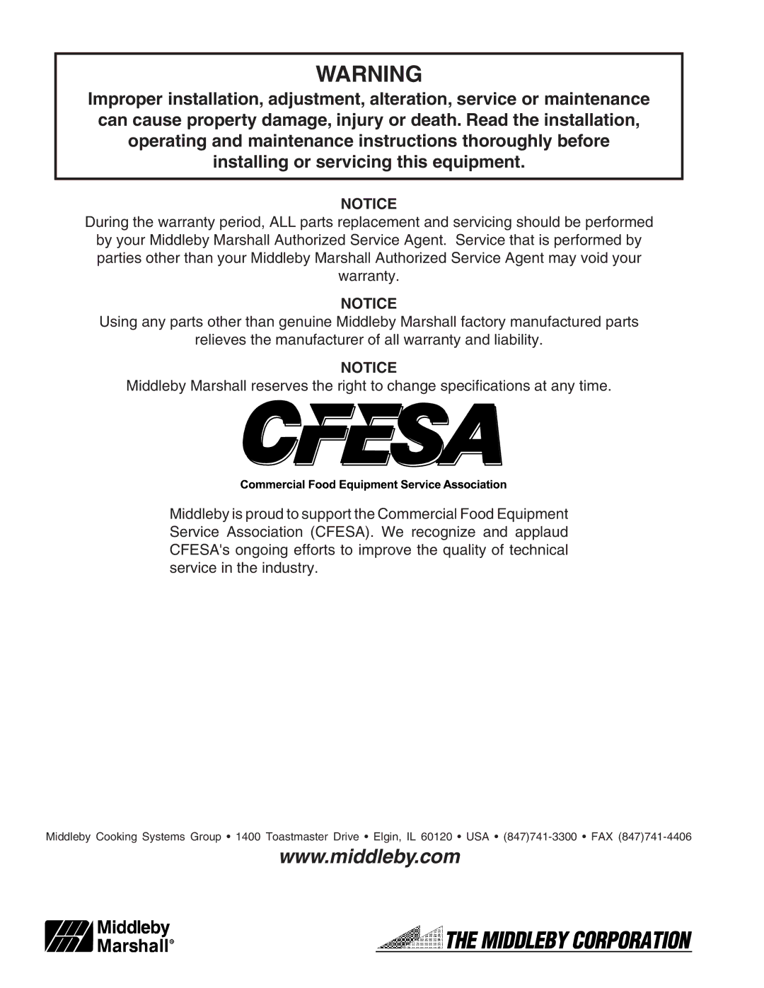 Middleby Marshall PS640E installation manual 