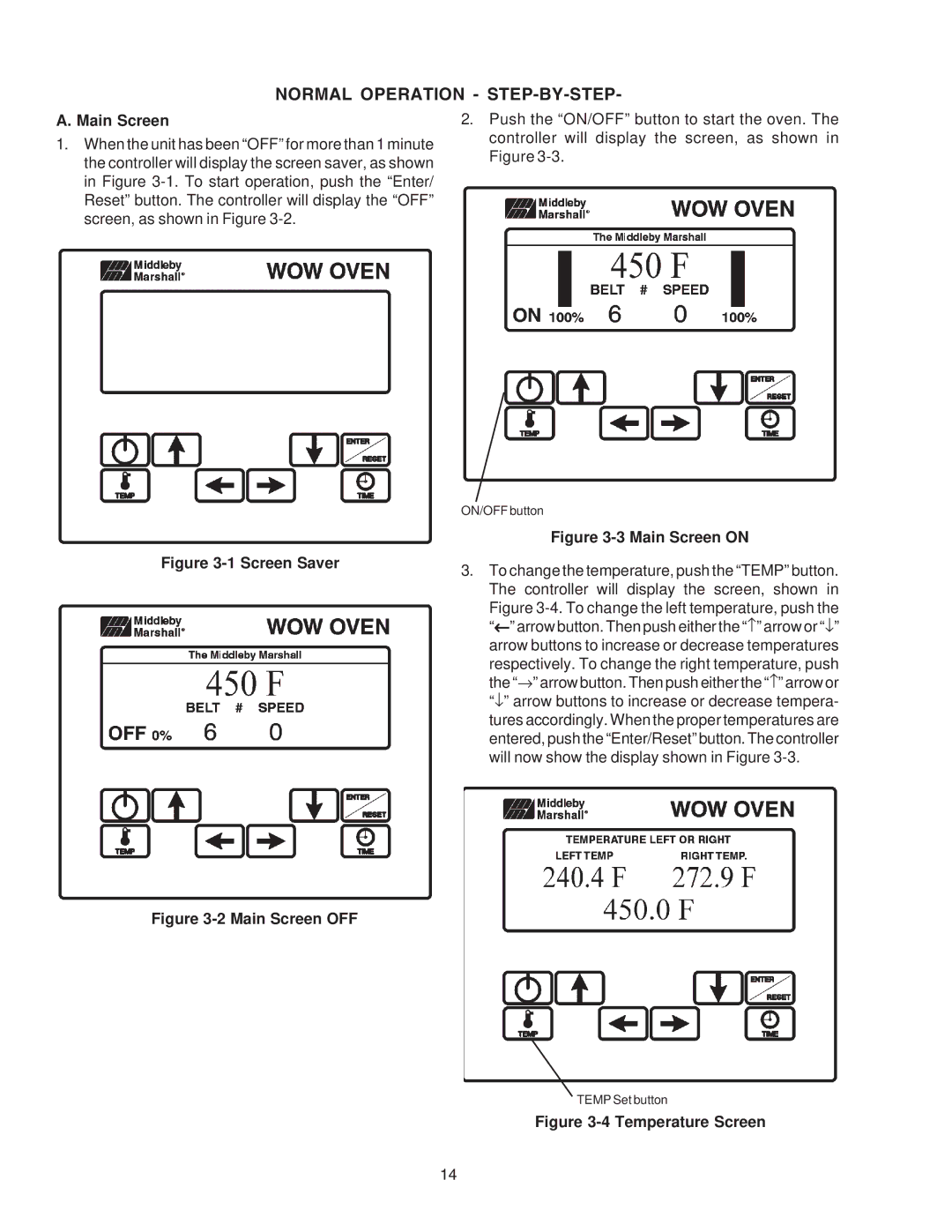 Middleby Marshall PS670 installation manual Normal Operation STEP-BY-STEP 