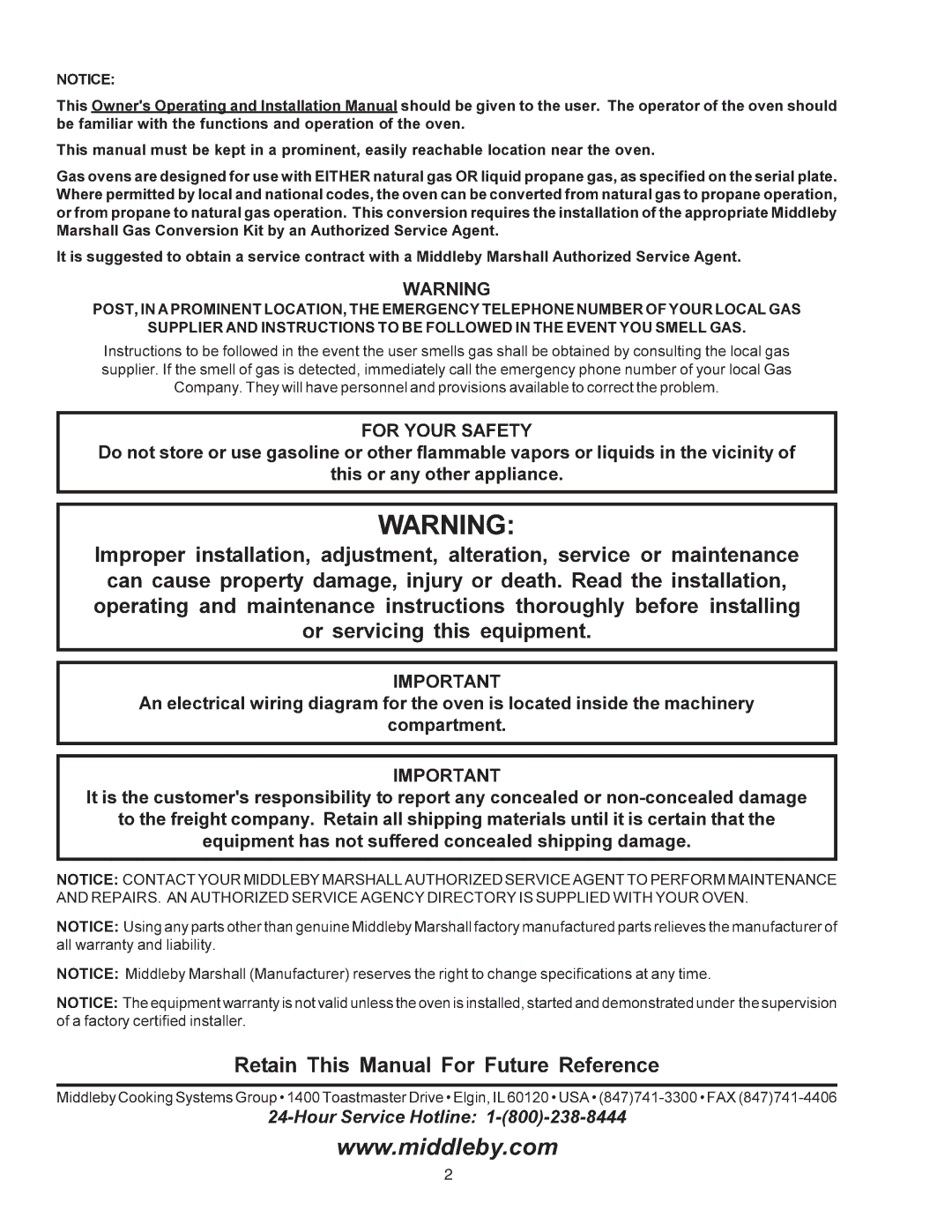 Middleby Marshall PS670 installation manual 