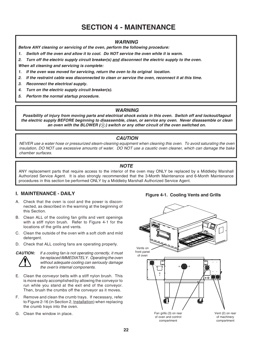 Middleby Marshall PS740E installation manual Maintenance Daily 