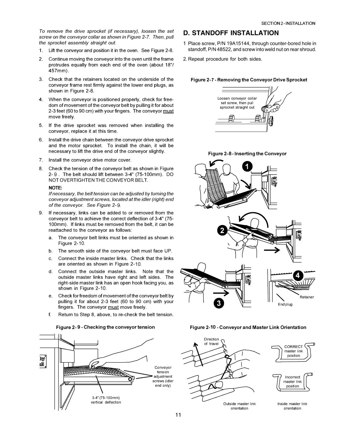 Middleby Marshall PS770G GAS installation manual Standoff Installation 