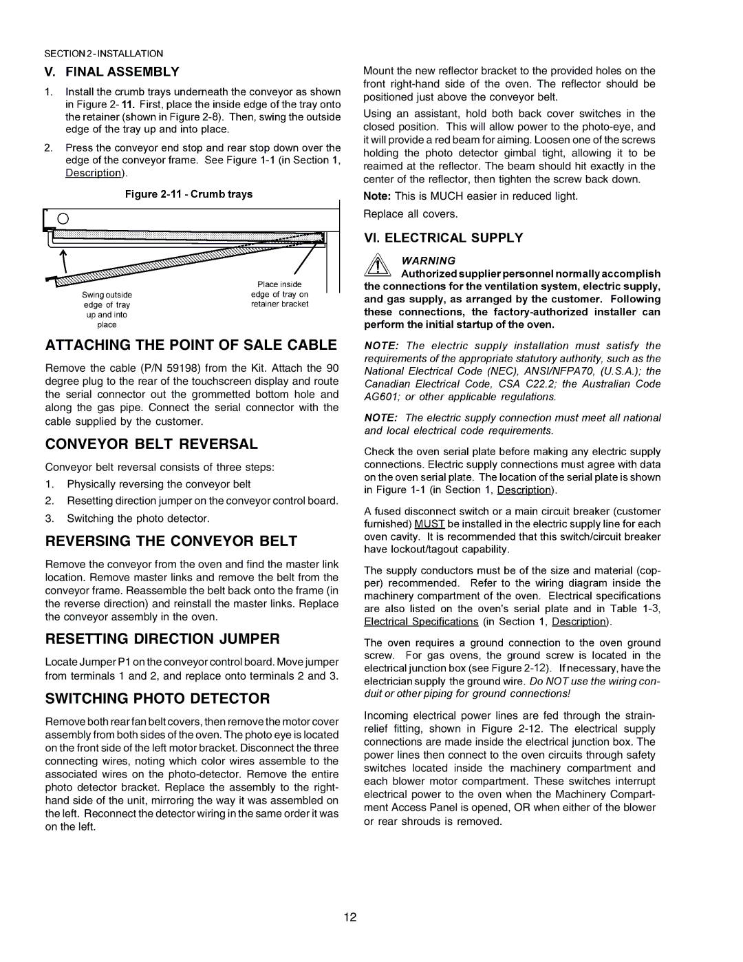 Middleby Marshall PS770G GAS Attaching the Point of Sale Cable, Conveyor Belt Reversal, Reversing the Conveyor Belt 