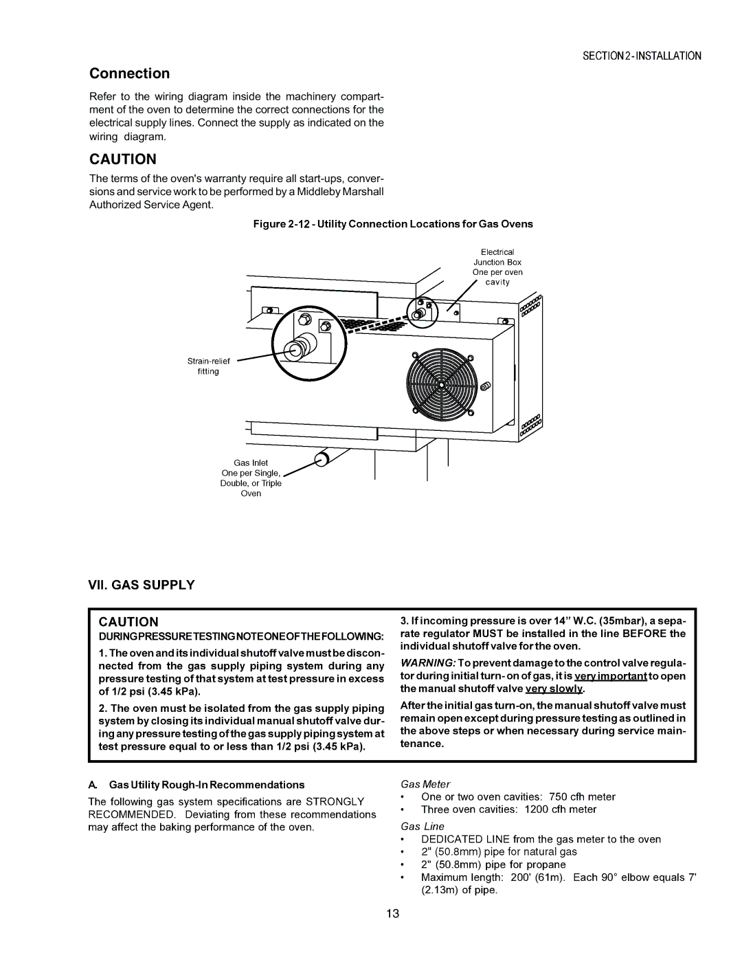 Middleby Marshall PS770G GAS installation manual Connection 