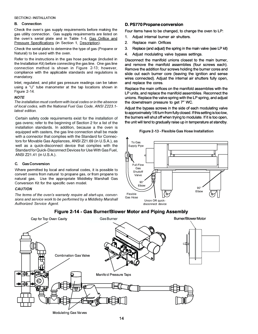 Middleby Marshall PS770G GAS installation manual D. PS770 Propane conversion 