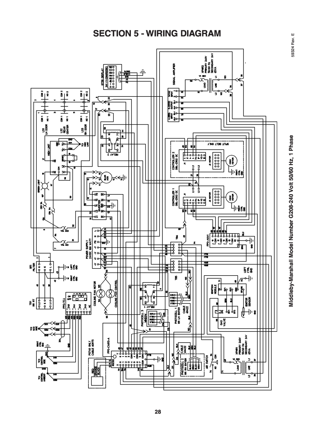 Middleby Marshall PS840 Series Wiring Diagram, Middleby-Marshall Model Number G208-240 Volt 50/60 Hz, 1 Phase 