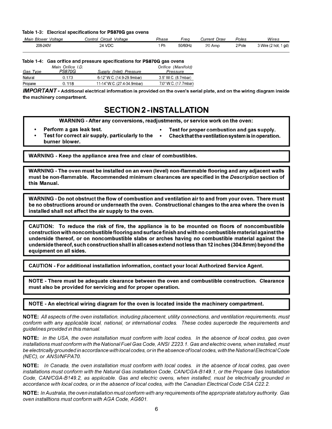 Middleby Marshall PS870G Gas installation manual 