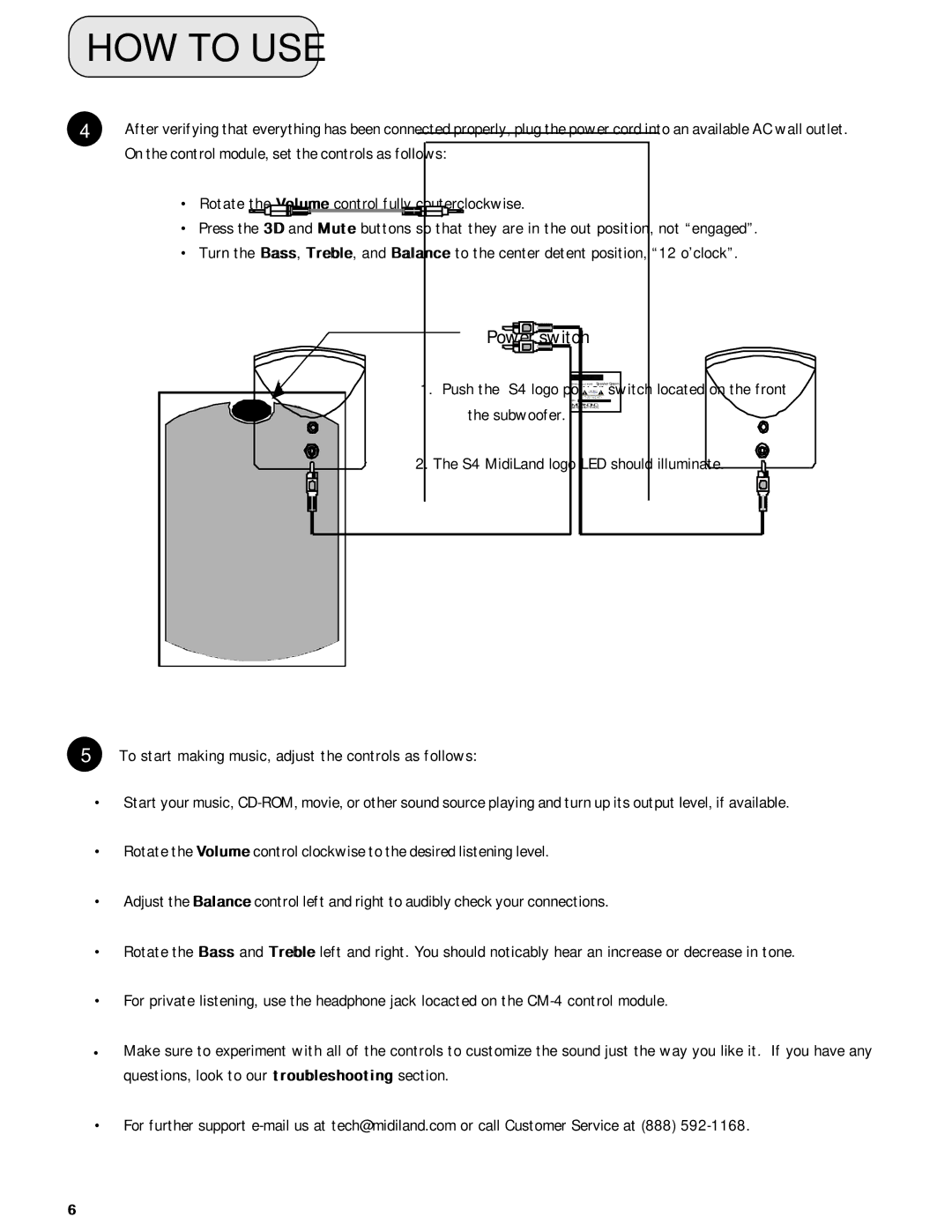 MidiLand 4060M owner manual HOW to USE, Power switch 