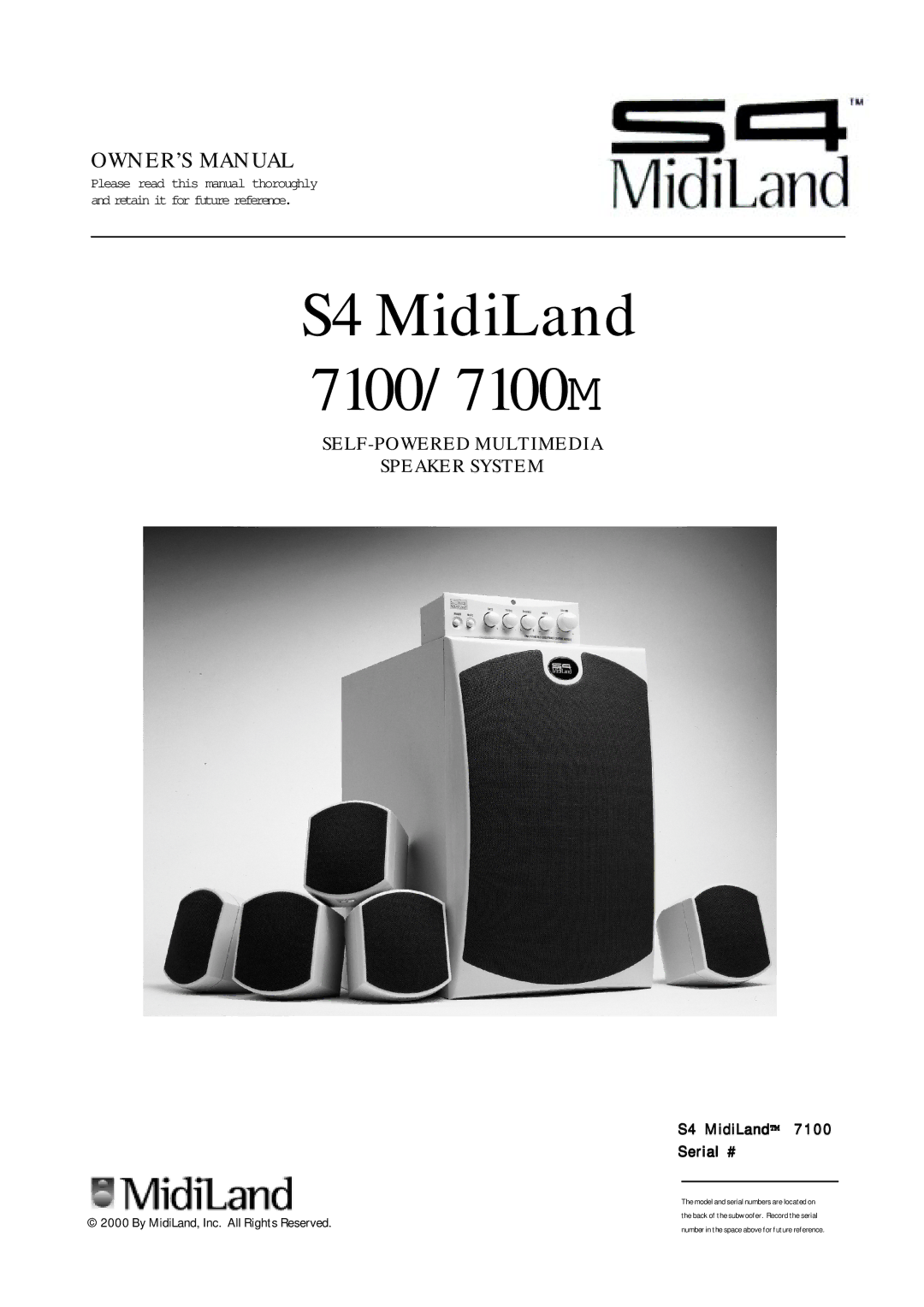 MidiLand owner manual S4 MidiLand 7100/7100M, S4 MidiLand Serial # 