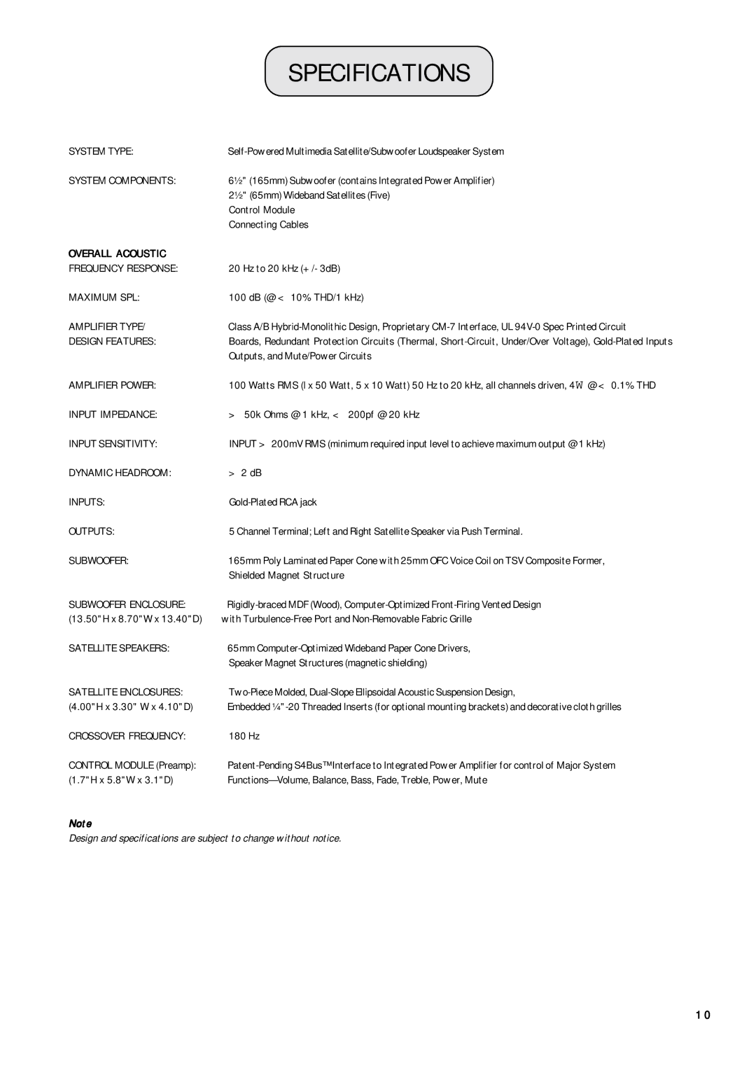 MidiLand 7100M owner manual Specifications 