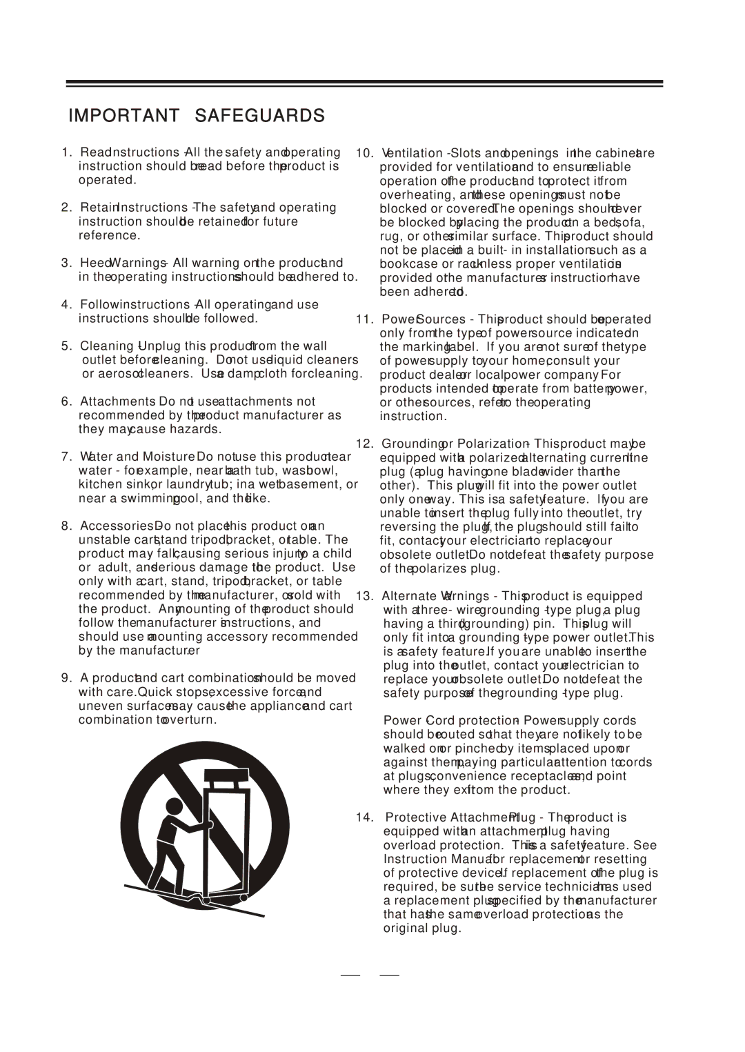 MidiLand 747H manual Important Safeguards 