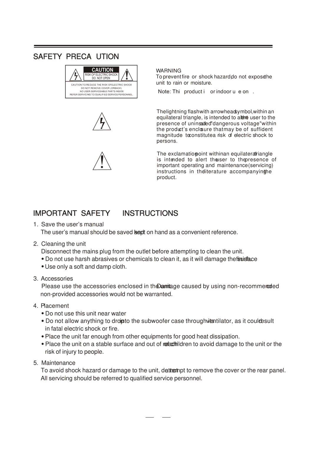 MidiLand 747H manual Safety Precaution, Do not Open 