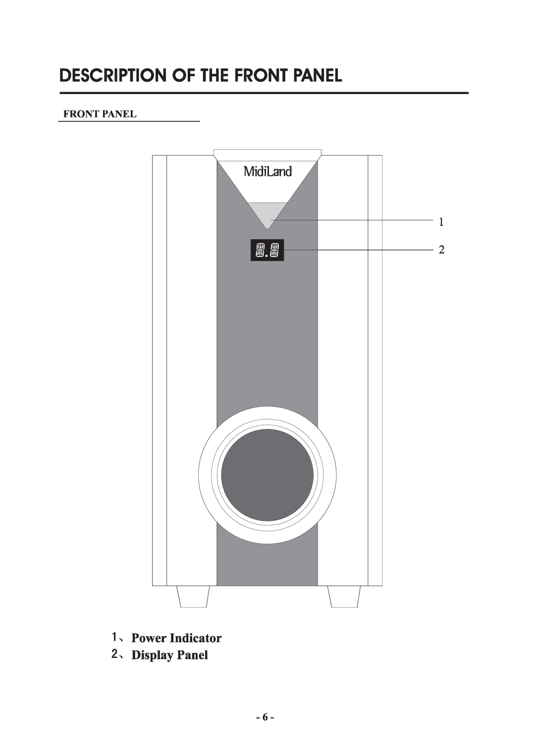 MidiLand 750 manual Description Of The Front Panel 