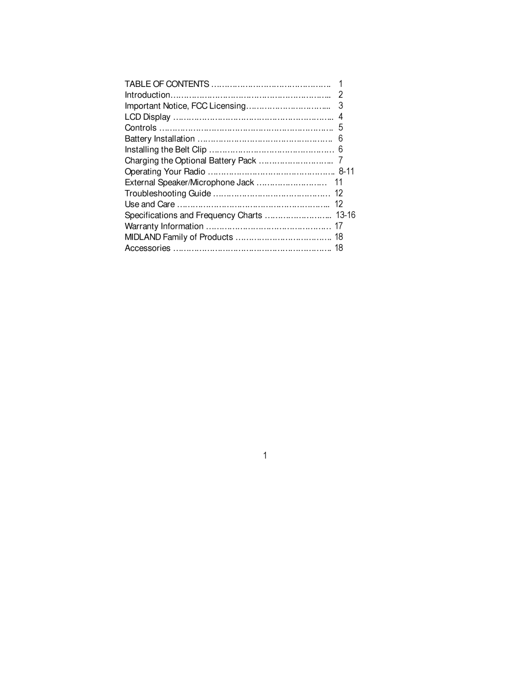 Midland Radio 1 manual 