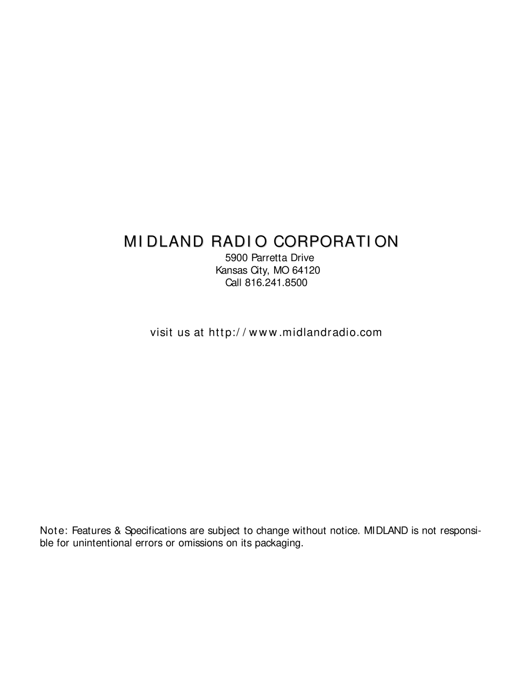 Midland Radio 5001z owner manual Midland Radio Corporation 