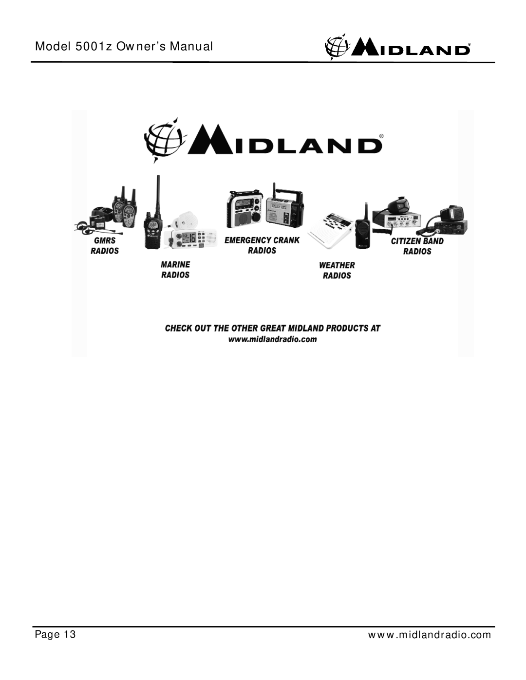 Midland Radio 5001z owner manual Page 