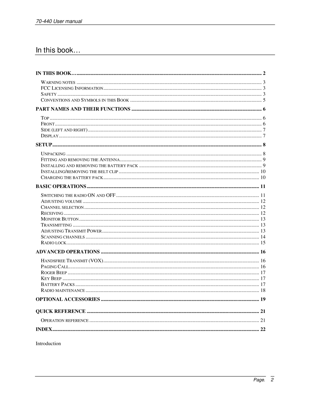 Midland Radio 70-440BP user manual This book…, Setup 