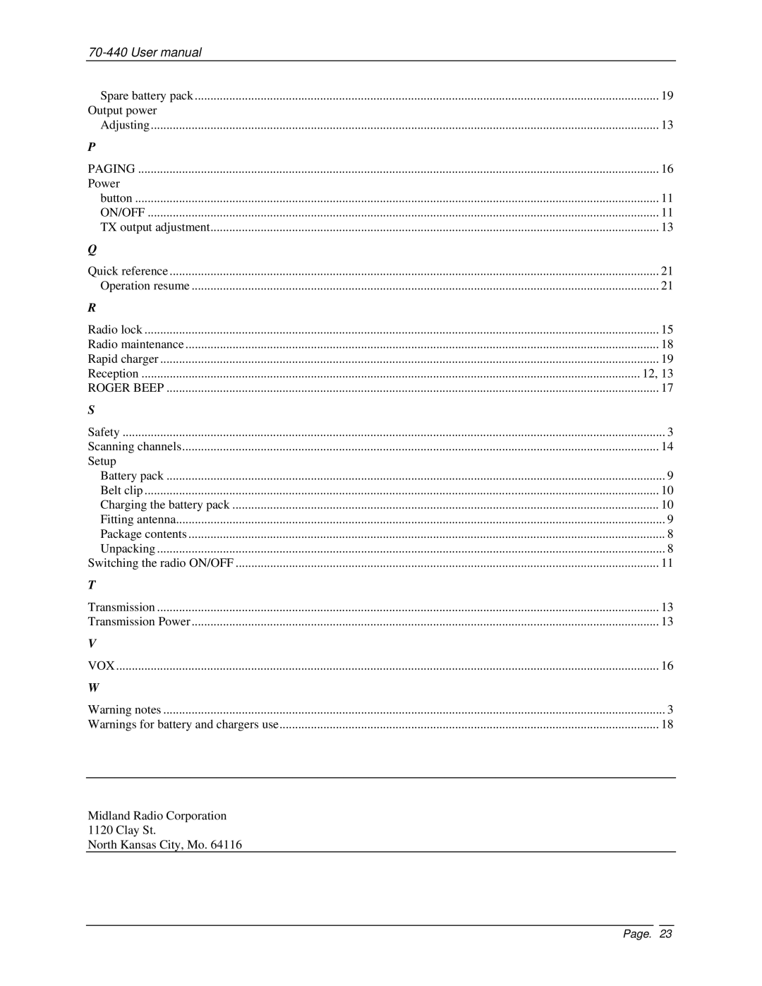 Midland Radio 70-440BP user manual Paging 