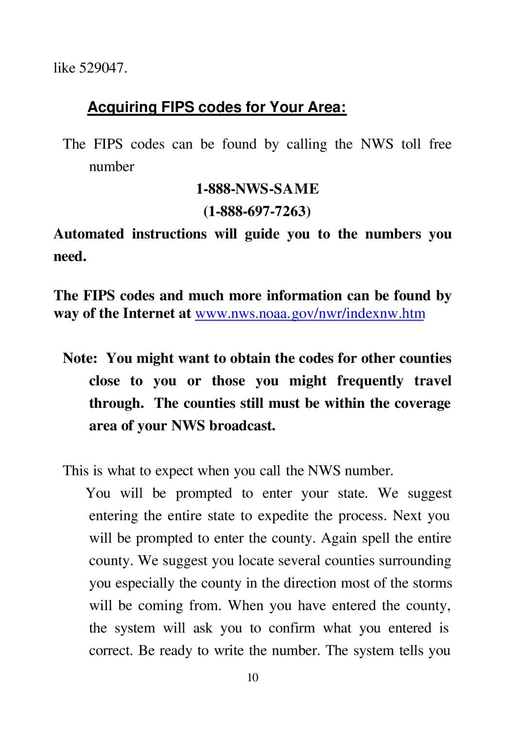 Midland Radio 74-200 manual Acquiring Fips codes for Your Area 