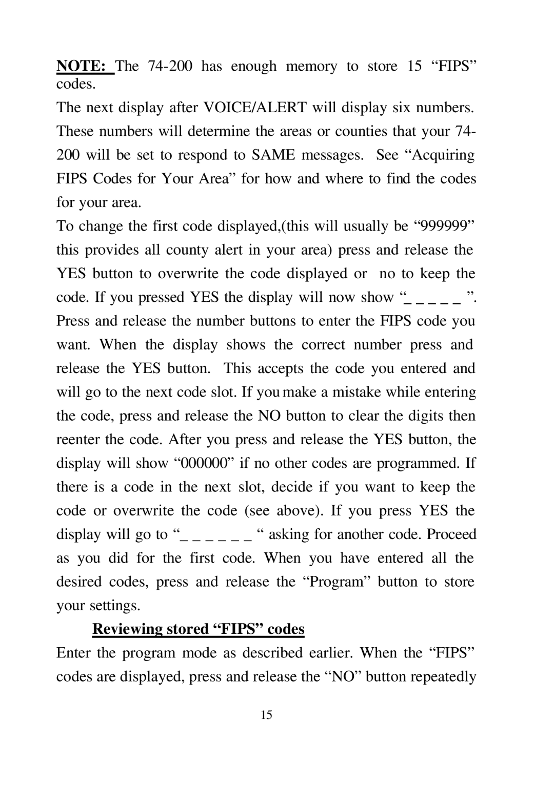 Midland Radio 74-200 manual Reviewing stored Fips codes 