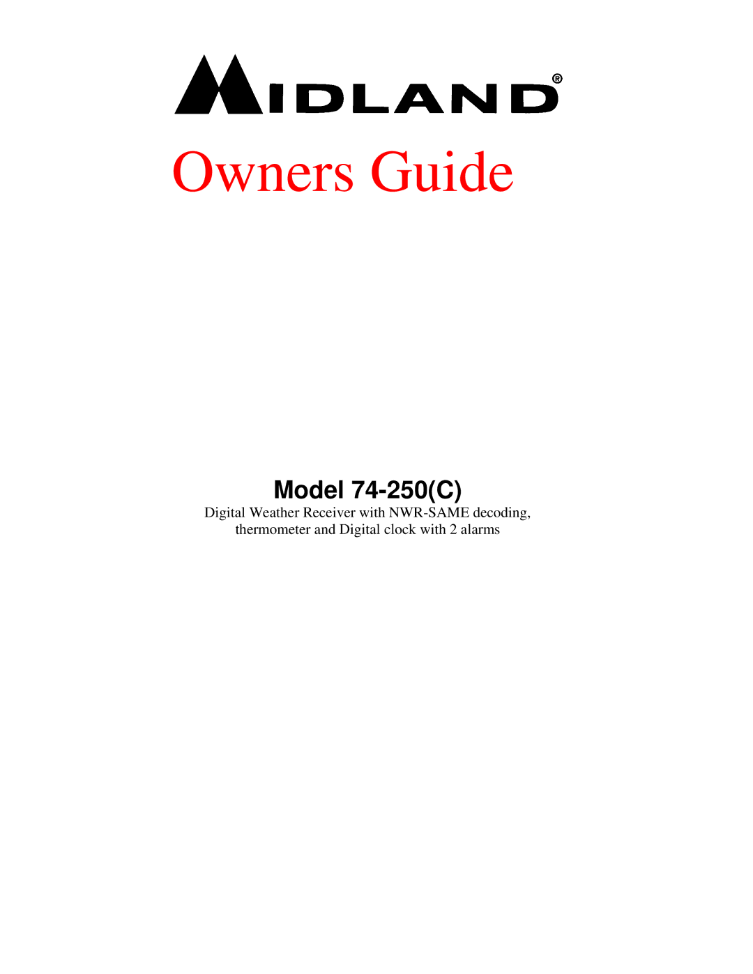 Midland Radio 74-250(C) manual Owners Guide 