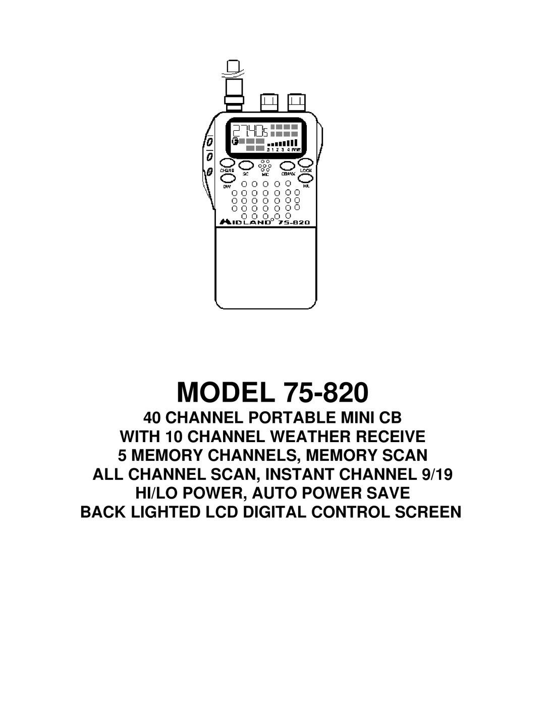 Midland Radio 75.82 manual Model 