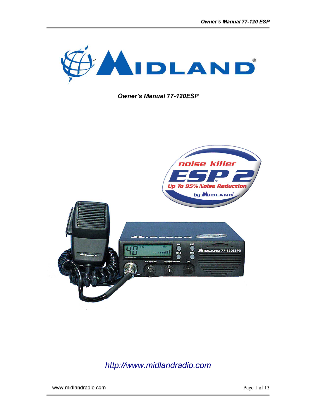 Midland Radio 77-120ESP owner manual 