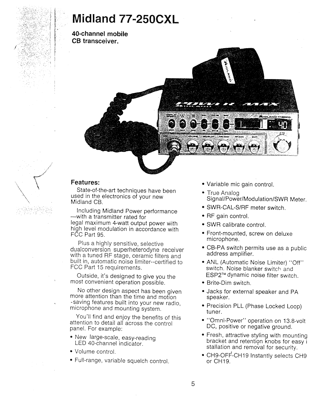 Midland Radio 77-250CXL manual 